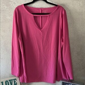Lane Bryant Vibrant Pink Long Sleeve Tee